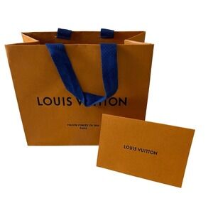 Louis Vuitton Small Orange Paper Shopping Gift Bag and Empty Card Holder